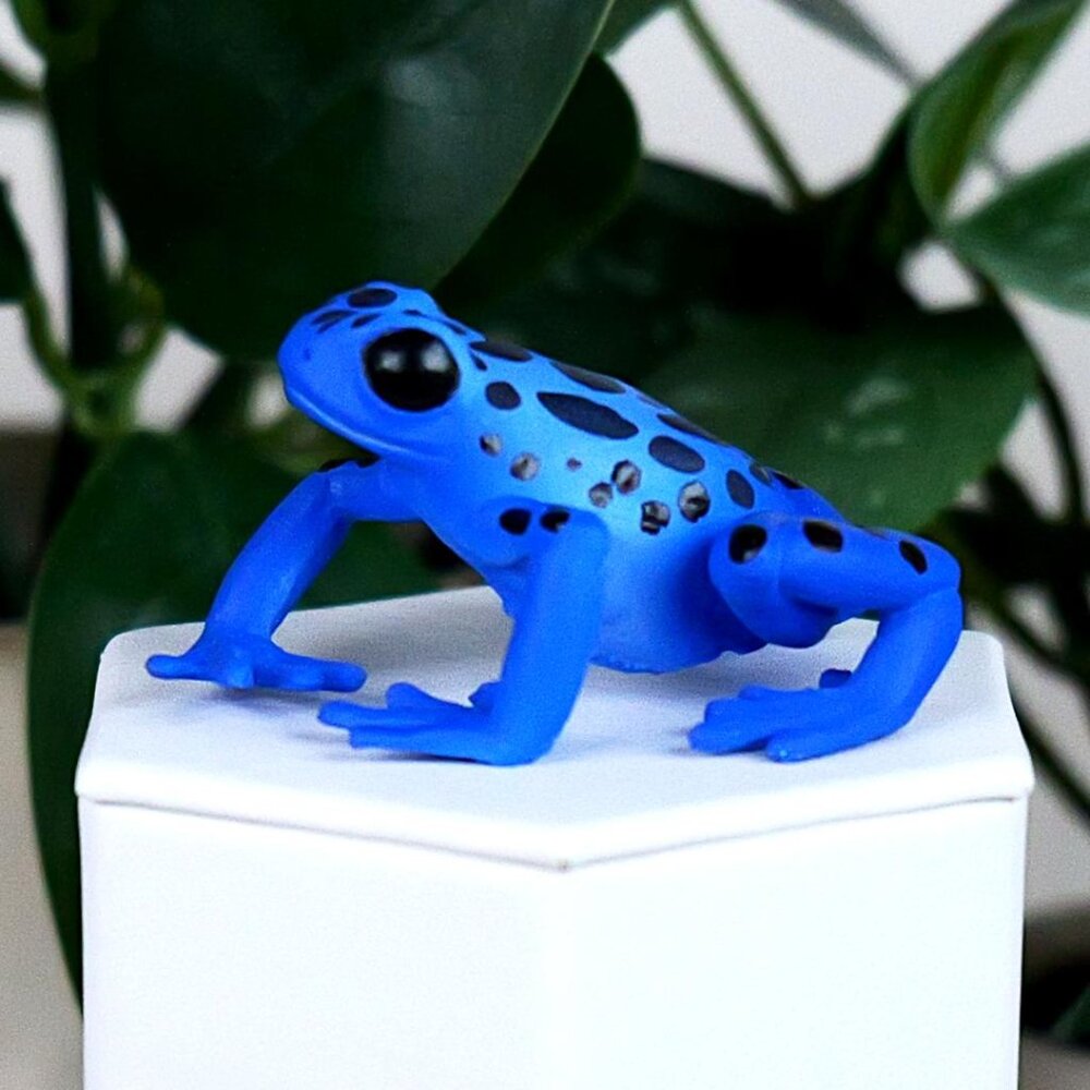 Equatorial Blue Frog Figurine - Hand Painted Poison Dart Frog Toy Figure